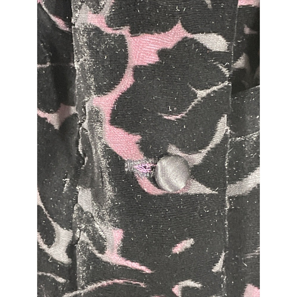 The J Peterman Company Jacket‎ Vest Womens Size 8 Black Velour Rayon Silk Floral - Picture 5 of 8
